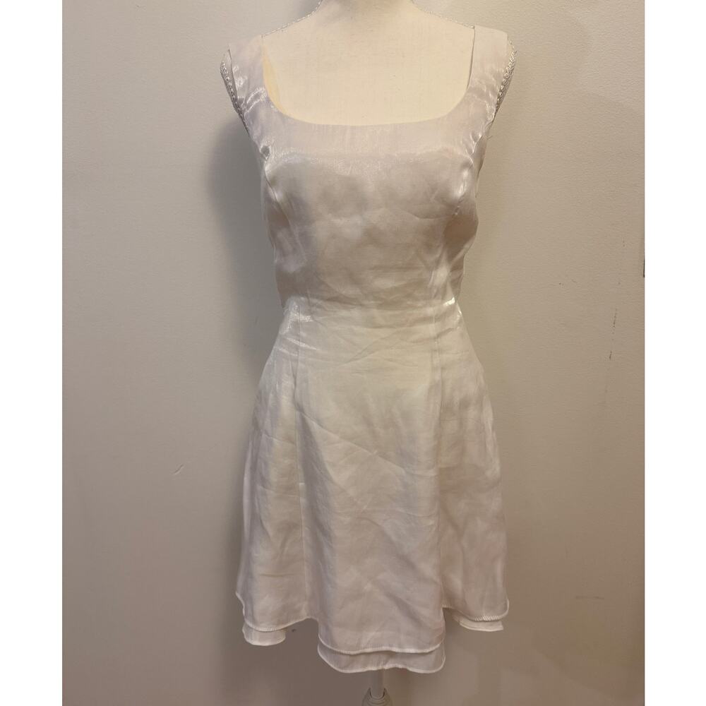 Vintage white fairy coquette mini dress with open back size S
